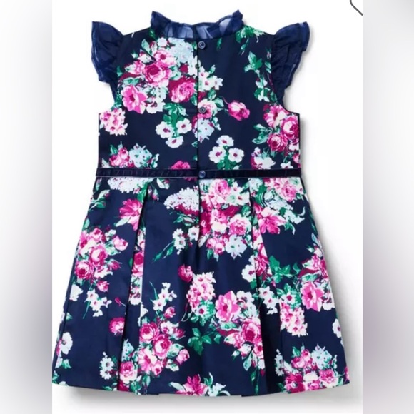 NWT Janie & Jack Floral Satin Ruffle Dress Size 7 and matching headband - Picture 2 of 10